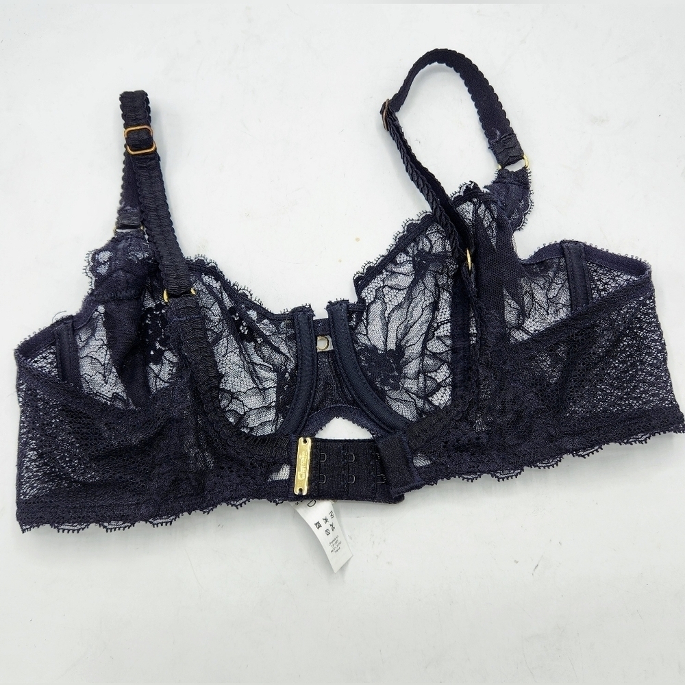 Chantelle Cabaret Sauvage Lace Demi Bra In Black Size 34D - Picture 4 of 14